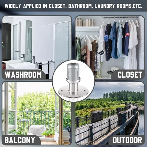 Vista 6 de Dunzy Pies con bridas de acero inoxidable para muebles de 3 1/2 pulgadas de diámetro, patas de mesa ajustables, base redonda, patas ajustables