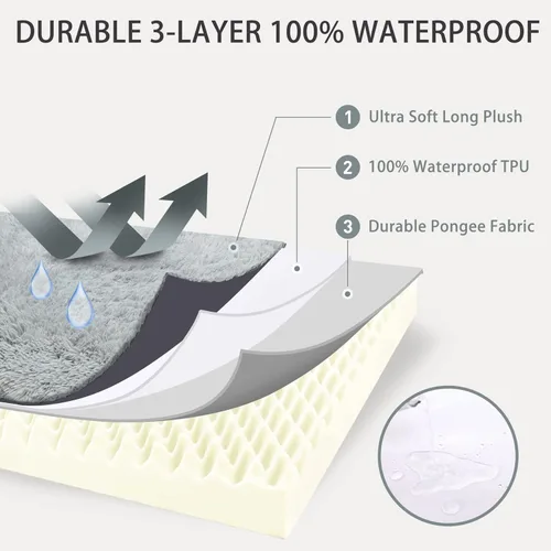 Vista 2 de MIHIKK Camas ortopédicas para perros medianos, cama ortopédica de espuma para perros con funda extraíble lavable, colchón impermeable para perro
