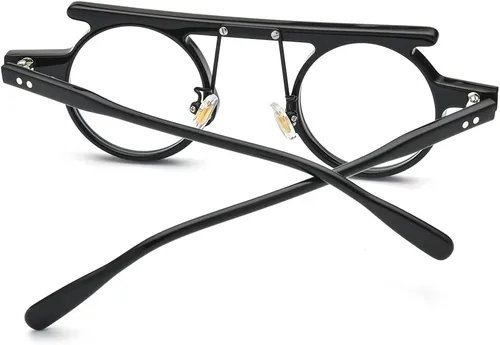 Vista 6 de HEPIDEM Marco de gafas de acetato para hombre, gafas redondas retro para mujer, gafas ópticas, 9188 negro