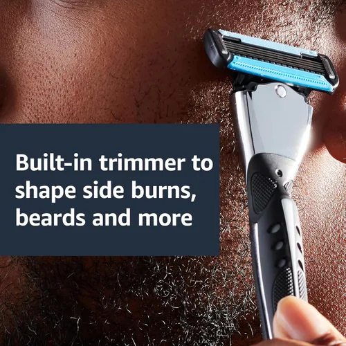 Vista 9 de Amazon Basics 5-Blade MotionSphere - Maquinilla de afeitar para hombre con 5 cuchillas, doble lubricación y recortadora de precisión, juego de 17