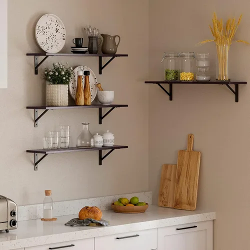 Vista 2 de DINZI LVJ Estantes largos de pared, estantes de pared de 31.5 pulgadas, juego de 2, fáciles de instalar, repisas de almacenamiento de pared