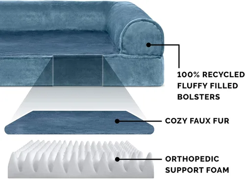 Vista 149 de Furhaven - Cama ortopédica para perros, estilo sofá, acolchada, con funda extraíble y lavable, color gris hierro, tamaño jumbo plus (XXL)
