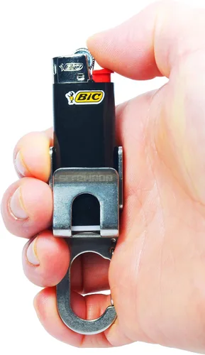 Vista 4 de Screwpop Bic MINI - Llavero con soporte para encendedor con mosquetón y abrebotellas, construcción de acero inoxidable (encendedor no incluido)
