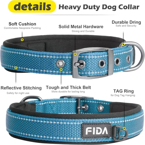 Vista 4 de Fida Juego de collar de perro de 14.5 a 19 pulgadas con correa de perro de 4 pies, juego de correa y collar resistentes para perros medianos