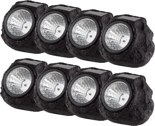 Vista 10 de Pure Garden Luces solares de roca para exteriores, paquete de 4 luces LED superbrillantes resistentes a la intemperie, luces solares