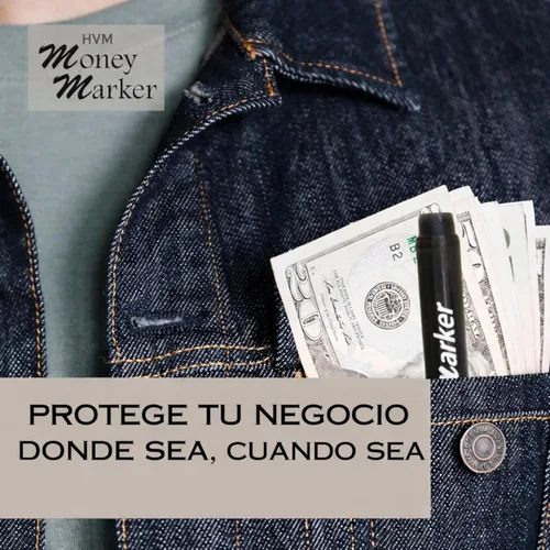 Vista 4 de Marcador para dinero, pluma detectora de billetes falsos con punta mejorada, universal, set de 5 unidades.