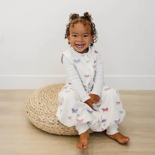 Vista 2 de Woolino Bolsa de dormir 4 temporadas para bebé con pies, lana de merino o saco, 0 – 3 años, 6 - 18 meses, Butterfly