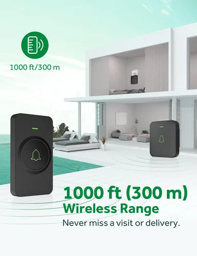 Vista 4 de AVANTEK Timbre de Puerta Inalámbrico, CB-12 Mini Timbre Musical Impermeable que Funciona a 1000 Pies con 52 Melodías, 5 Niveles de Volumen y Flash