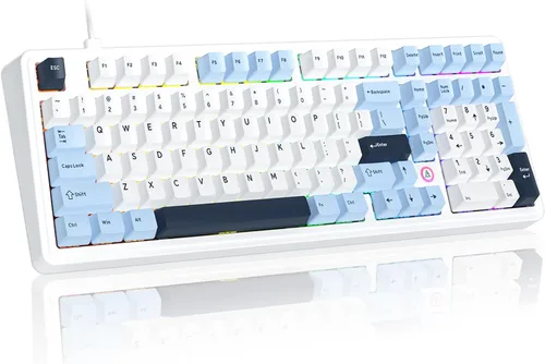 Vista 9 de FIRSTBLOOD ONLY GAME. AK980 Gaming Mechanical Keyboard - 101-Key Hot-Swap Gasket Mount USB Wired Keyboard with Pre-Lubed Red Switches, NKRO, for