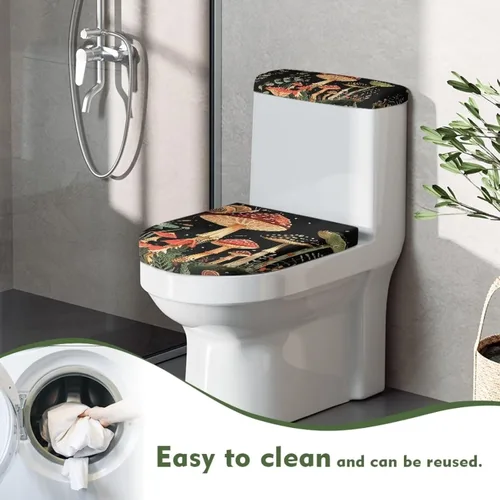 Vista 107 de Flashideas Juego de cubierta para tanque y tapa de inodoro con estampados de patas de perro coloridas - Elástico, se adapta a la mayoría de tanques