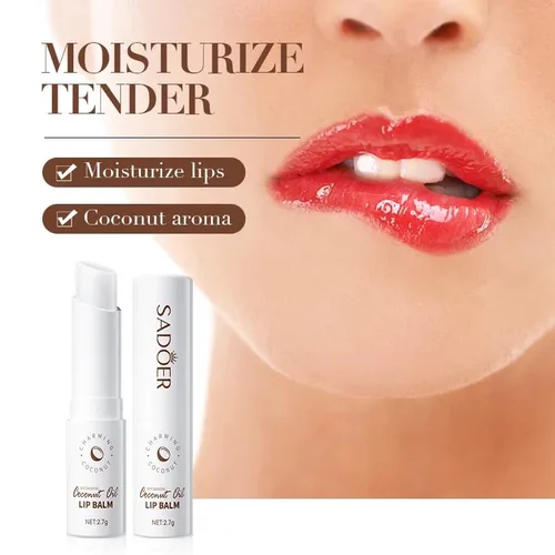 Vista 4 de Sadoer - Bálsamo labial de aceite de coco, hidratante, calmante, protección duradera, protección para todas las estaciones