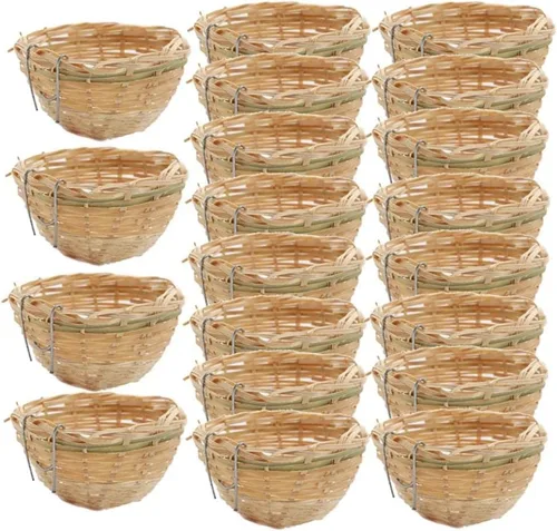 Vista 5 de Fenteer 20x Pajarera tejida a mano de alimentación nido de cría con gancho para pinzón - 20 piezas