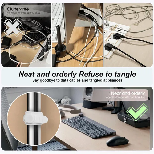 Vista 3 de Nearockle Sujetacables de Silicona Organizador de Cables Gestión de Cables, 16 Piezas 4.2" y 7.1" Organizador de Cables Reutilizable Accesorios
