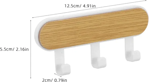 Vista 4 de 6PCS Self-Adhesive Wall Hooks: Space Saving Multi-Hook Rack - Bedroom Hanging Rack - Wooden Coat Hat Hanger Organizer for Bathroom Hallway
