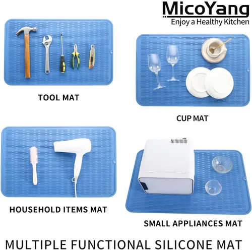 Vista 1038 de MicoYang Alfombrilla de Silicona para Secar Platos de Múltiples Usos, Fácil de Limpiar, Ecológica, Alfombrilla de Silicona Resistente al Calor