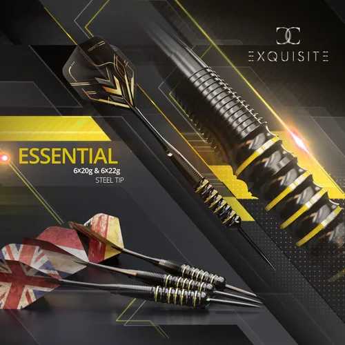 Vista 5 de CC-Exquisite Juego de dardos Dardos profesionales de 12 X 20/22g con punta de metal Dardos de punta de acero con 24 vuelos y 18 ejes de aluminio