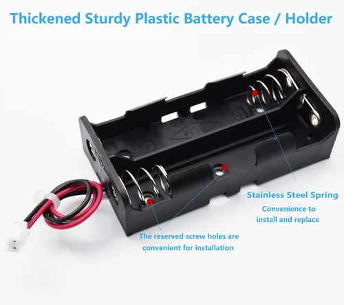 Vista 3 de Adeept Soporte de batería de 2 ranuras con cable y conector JST de 0.100 in y enchufe para batería 18650 de 4 celdas, baterías conectadas en serie
