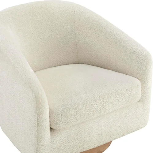 Vista 60 de CHITA - Silla giratoria decorativa, tapizada en terciopelo con certificación FSC, estilo barril, para sala de estar, completamente ensamblada