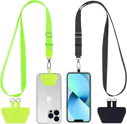 Vista 12 de CACOE Cordón para Teléfono 2 Piezas Correa Ajustable para el Cuello, 4 Piezas Parches, Cordones para Teléfono de Poliéster Multifuncionales