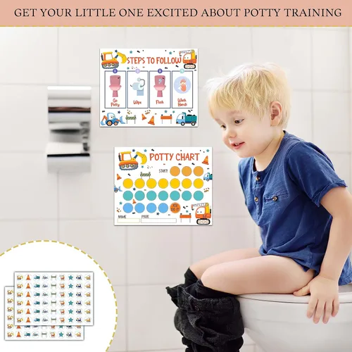 Vista 3 de Tabla de calcomanías de entrenamiento para ir al baño, 20 tablas para ir al baño con 432 calcomanías redondas y 1 hoja de instrucciones, tabla