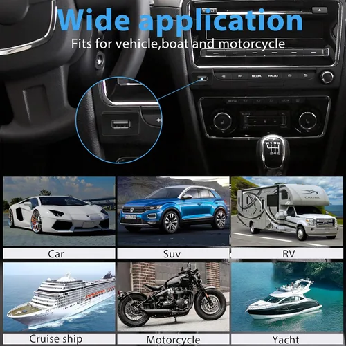 Vista 6 de YACSEJAO Cable USB cuadrado de montaje empotrado USB 2.0 de un solo puerto para tablero de instrumentos, cable de extensión con hebilla