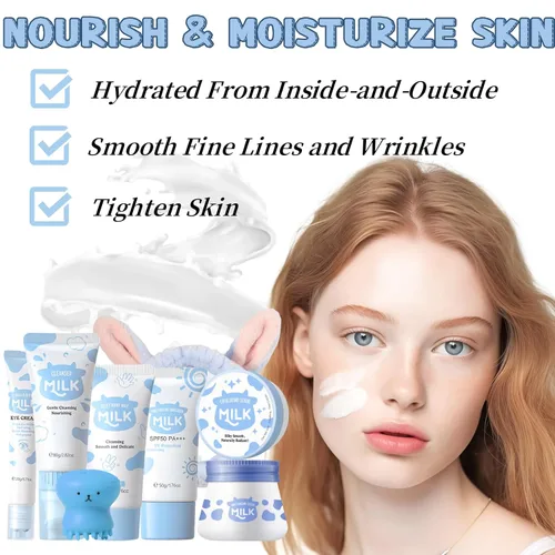 Vista 2 de Set de Cuidado de la Piel con Leche Regalos para Adolescentes - Cuidado de la Piel para Adolescentes 10-12 - Set de Cuidado de la Piel Hidratante