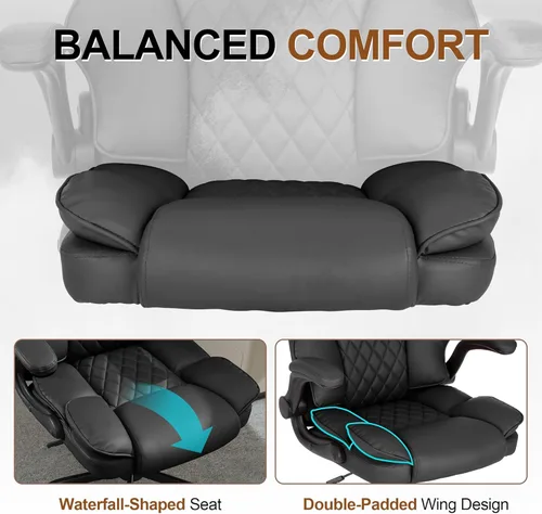 Vista 4 de Silla de escritorio de oficina, sillas de sala de conferencias, silla ejecutiva de cuero con respaldo medio, silla ergonómica para computadora