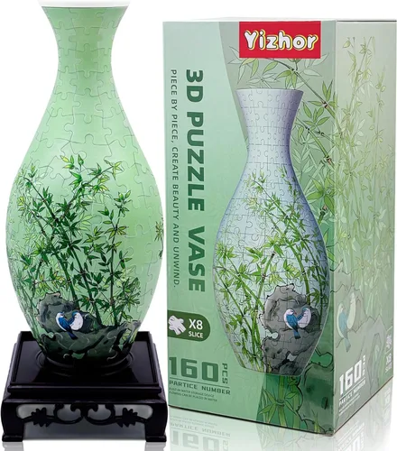 Rompecabezas 3D para adultos, jarrón de rompecabezas para flores, florero de rompecabezas 3D de 160 piezas, manualidades para adultos, único para