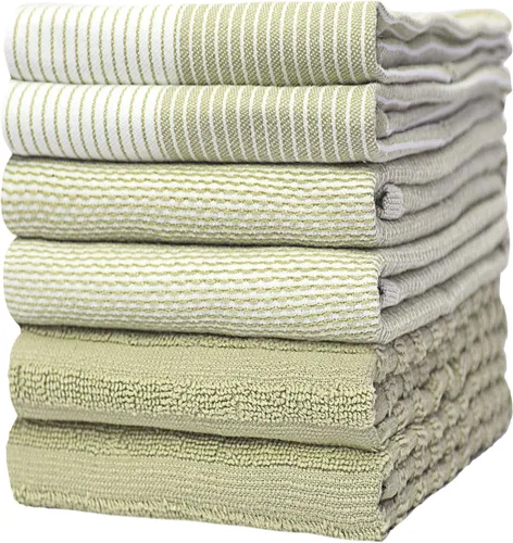 Vista 32 de Bumble - Juego de 6 paños de cocina de alta calidad de 13 x 13 pulgadas, 100 % algodón hilado en anillo natural, 11.64 oz/m², altamente absorbentes