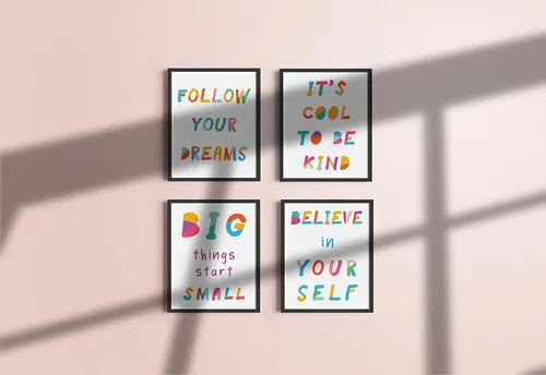 Vista 6 de Paquete impreso con citas inspiradoras y arte de pared para niños