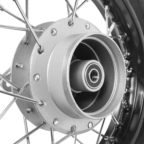 Vista 8 de Juego de par de ruedas delanteras y traseras, conjunto de neumáticos con rueda de rin delantera y trasera con cadena y placa de cadena