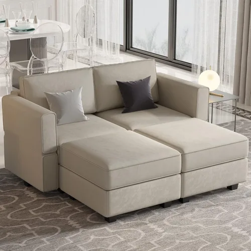 Vista 204 de Belffin Sofá modular Módulo medio con almacenamiento Accent Silla sin brazos para sofá modular seccional terciopelo negro