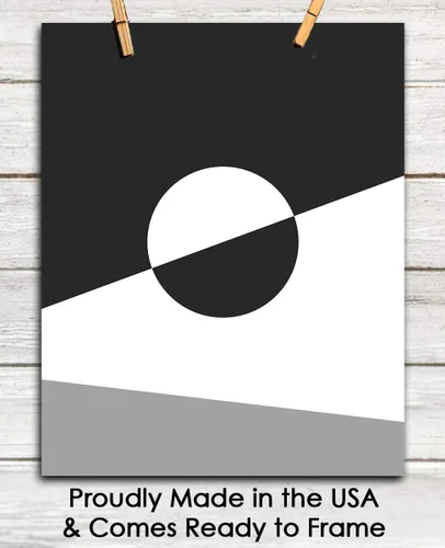 Vista 6 de Buzz Unplugged Geometric Black and White Yin and Yang Abstract Wall Art: Minimalist, Aesthetic & Boho Wall Art for Home, Office, Bedroom & Living