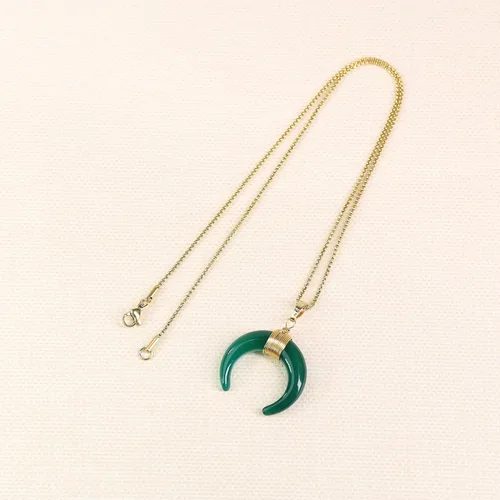 Vista 5 de COAI Collar de luna de cristal curativo para mujer, Piedra, Ágata