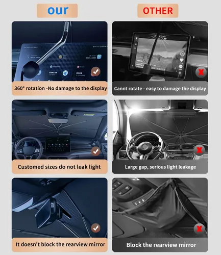 Vista 5 de Parasol plegable a medida para el parabrisas de Lexus, bloqueo UV con mango flexible de rotación de 360°, diseñado para accesorios Lexus