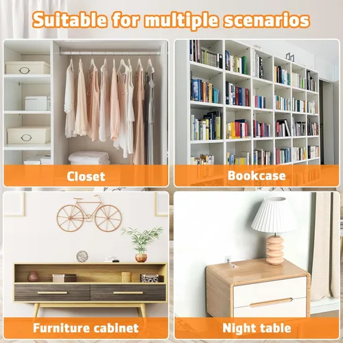Vista 8 de VOSAREA Anclajes adhesivos para muebles, sin perforación, anclajes de pared para muebles, ganchos adhesivos para prevención de caídas, anti punta
