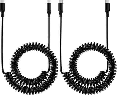 Vista 9 de Cable USB a USB C en espiral, cargador de teléfono de coche tipo C, cable de carga rápida para iPhone 17/16e/15 Pro Max/16 Pro/16 Plus/Galaxy/Pixel