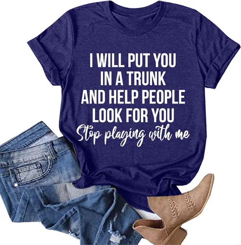 Funny Saying Shirts for Women Crew Neck Short Sleeve Tops Letter Print Going Out Tees Casual Workout Tshirt