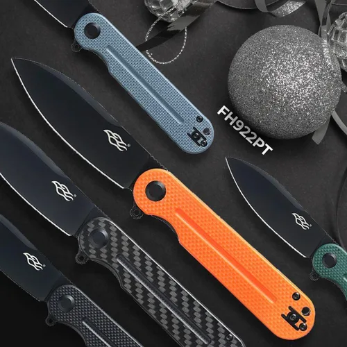 Vista 10 de Firebird Ganzo FH922PT-BK EDC Navaja de bolsillo plegable con filo de navaja, acero inoxidable D2, hoja negra, mango G10 con clip, cuchillo