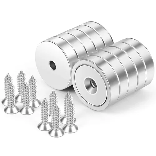 Vista 15 de Neosmuk Imanes, imán redondo súper fuerte con agujero en el centro para montaje en pared, imán de neodimio resistente con tornillo para pared