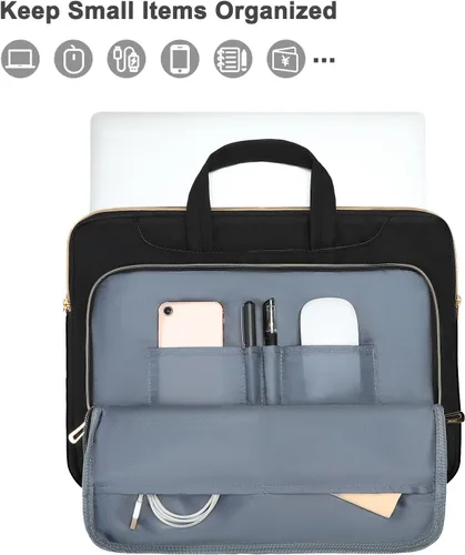 Vista 5 de MOSISO 360 - Bolsa de hombro protectora para laptop, bolsa de computadora de 13-13.3 pulgadas compatible con MacBook Pro 14, HP, Dell, Asus