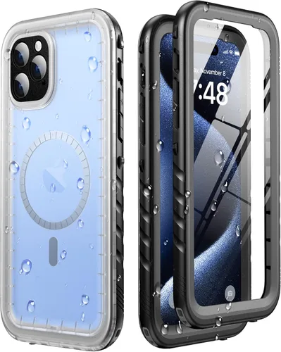 Vista 18 de SOKUSIN Funda impermeable para iPhone 13 Pro - Funda protectora de cuerpo completo con pantalla y protector de cámara incorporado, a prueba