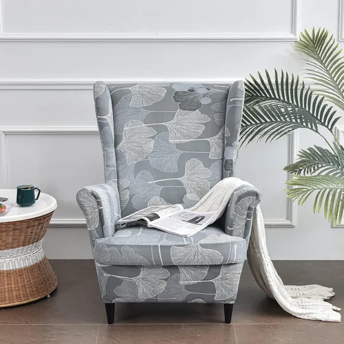 Vista 2 de Eco-Ancheng Funda para silla Wingback, 2 piezas, respaldo de ala, fundas de elastano para sillón con respaldo de ala, fundas para sillón con parte