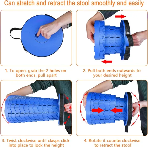 Vista 5 de Boreeman Taburete plegable mejorado, ligero pero más resistente, con capacidad de carga, 400 libras, taburete plegable portátil para camping, pesca