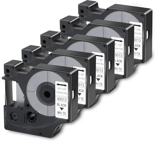 Vista 8 de Cinta para etiquetar DYMO D1 45013 S0720530 repuesto de cinta de etiquetas compatible, negro sobre blanco, 1/2 pulgada x 23 pies para DYMO