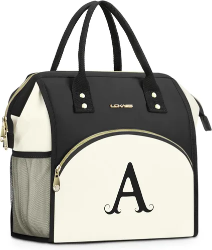 Vista 82 de Lonchera personalizada para mujer, inicial, bolsa de almuerzo aislada reutilizable, lonchera térmica de apertura amplia para adultos, bolsa