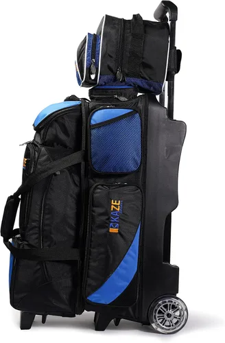 Vista 4 de Rodillo de bolos de 4 bolas + 1 bolsa de repuesto para añadir bolas Azul-negro
