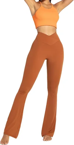 Vista 81 de Sunzel - Leggings acampanados para mujer, con control de abdomen, cintura cruzada y pierna ancha