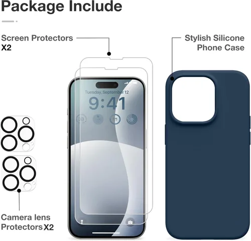 Vista 584 de GONEZ Funda magnética para iPhone 14, compatible con Magsafe, con protector de pantalla + protector de cámara, forro de microfibra antiarañazos