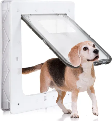 Vista 9 de Puerta para mascotas, puerta de plástico duradero para perros, marco interior de 16.7 x 11.7 pulgadas para perros grandes y mascotas, fácil